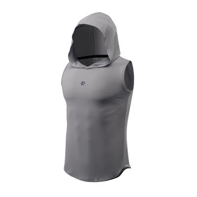 China High Quality Custom Made Gym QUICK DRY Workout Gray Vest Logo T-shirt Sleeveless Hoodie For Men for sale