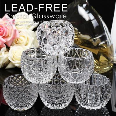 China Glass Art Candle Holder Candy Jar Holder Round Candle Holder Wedding Glass Home Decoration for sale