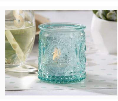 China Wholesale High Quality Art Decor Christmas Handblow Candle Jars in Colorful Crystal Glass Candle Jars with Decorative Lids for sale