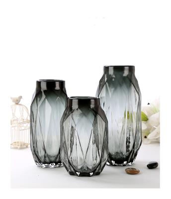 China Minimalist Black Glass Vase Decoration Glass Flower Vase Large Home Office Decoration Glass Vase Jardiniere for sale