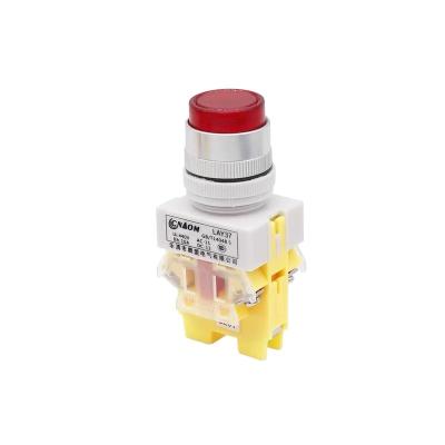 China LAY37-11DN/220V Self-Locking ABS Self-Resetting One-on-22MM With LED Push Button Switch for sale