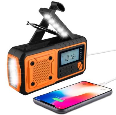 China PORTABLE Weather Alert DSP Emergency AM FM NOAA Hand Crank Solar Panel Radio with 5000 Power Bank, Flashlight and Reading Light for sale