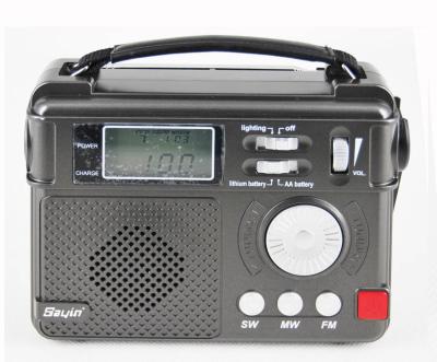 China DC 5V USB Output Multi Port Band Emergency Hand Crank Radio (use to charge other devices such as Iphone) SY -1195 with Flashlight FM/MW/SW, SD MP3 PLAYER for sale