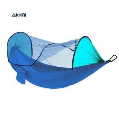 China EUROPEAN AIOAI Manufacturer Low Packable Parachute Nylon Camping Hammock With Mosquito Bug Netting With Tree Straps And Carabiners for sale