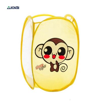 China Cute Minimalist AIOIAI Cartoon Cars Kids Pop Up Polyester 2 Foldable Easy Open Laundry Basket Folding Laundry Bag for sale