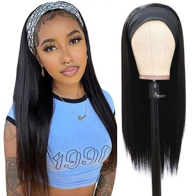 China Wholesale Straight Headband Straight Wigs For Black Women 12-24 Inch Super Double Drawn Bone Straight Wig for sale