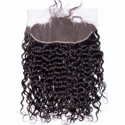 China Water Wave You Unique Raw Indian Hair Lace Frontal 13x4 Water Wave Cuticle Aligned Hair Lace Headband With Baby Hair for sale