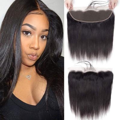 China Silky Straight Wave You Cuticle 13x4 Straight Excellent Raw Brazilian Human Hair Lace Frontal Aligned Virgin Hair Lace Headband for sale