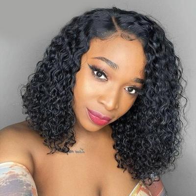 China Jerry Curly Human Hair 13x4 Inch 8-14 Density 8-14 Density Bob Hair Wig 150% Brazilian Jerry Wave Grade 10a Curly Raw Pixie Cut Bob Virgin Hair Lace Front Wig for sale