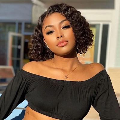 China Deep Wave Lace Front Bob Wigs For Black Woman Bob Wavy Wigs Deep Curly 150% Density Hair Grade 10a Bob Wigs Curly Brazilian Human Wave for sale