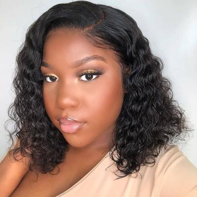 China Super Drawn Lace Front Bob Wigs Front Short Bob Wigs Deep Wave Hair Lace Front Bob Wig 150% Density Deep Wave Style Latest Double Wave for sale