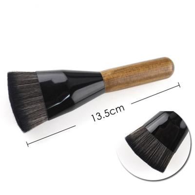 China Black Face Mask Brush Facial Makeup Brushes Cosmetic Tools With Fan Base Custom Bamboo Applicator Bamboo Spa Soft Facial Mask Body Face Mask Brush for sale