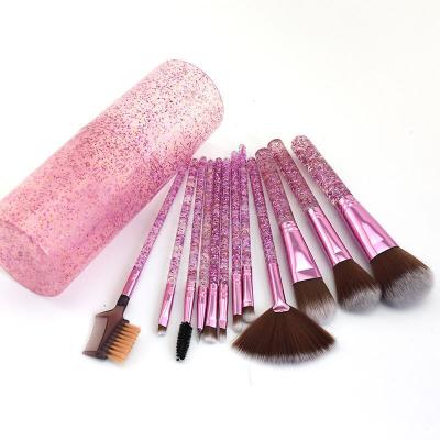 China 12 makeup brushes with box buy again hot sale custom private logo 12pcs cheap price crystal makeup brushes with box for sale