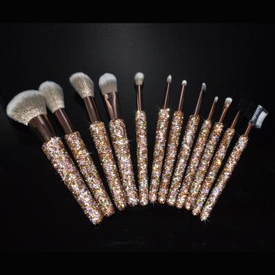 China Private Label Bling Eco Friendly Make Up Brush 2021 Vanity 12 Pcs Blinged Private Label Glitter Rhinestone Diamond Eco Bling Crystal Make Up Brush for sale