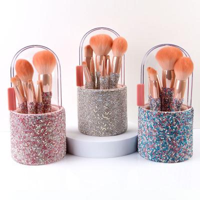 China Rhinestone Brush With Support Purchase OEM ODM Still Blinged Private Label Glitter Rhinestone Diamond Eco-Friendly Bling Crystal Make Up Brush Set for sale