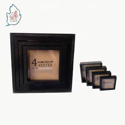 China Wholesale Modern Black Wood 4 Nested Frames Shadow Box Views Set With Removable Lid for sale