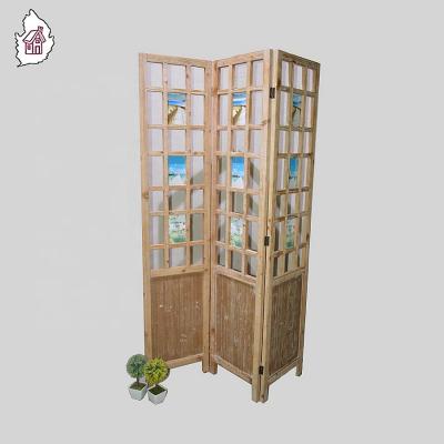 China eco-friendly & Carving Design Chinese Wood View Folding Screen Room Divider 3 Panels for sale