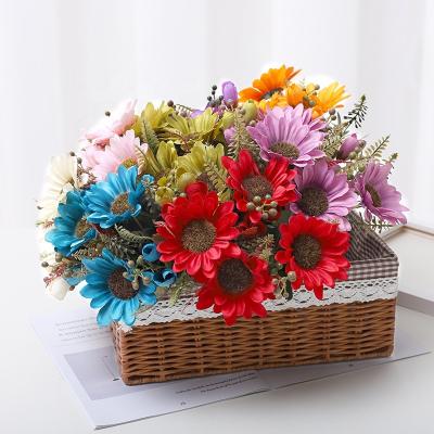 China Wholesale High Quality Natural Touch Colorful Artificial Sunflower Wedding Flower Decorations Real Touch Plants For Home Outdoor Decoration for sale