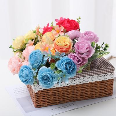 China Beautiful artificial flower simulation peony flower home flower wedding decoration European indoor layout wholesale hot colorful living room flower for sale