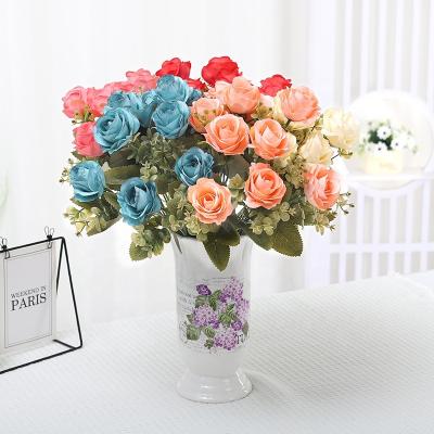 China Pair simulation beautiful colorful flower Rose Home Decoration Engineering Activity set the scene to decorate wedding flower arranging material wholesale for sale