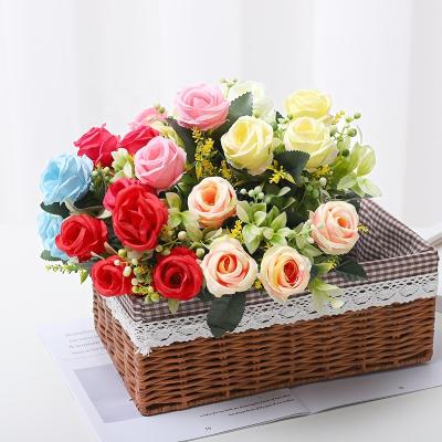 China Beautiful artificial flower simulation colorful flower roses home decoration engineering activity set the scene to decorate wedding flower arranging materials manufacturer for sale