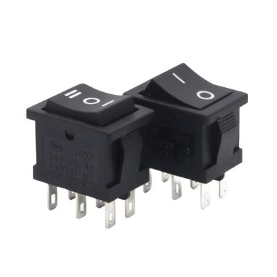 China KCD1 DPDT Center On-Off On-Off On-Off Off Rocker Switch With Three Position And Six Terminals 21*15mm for sale