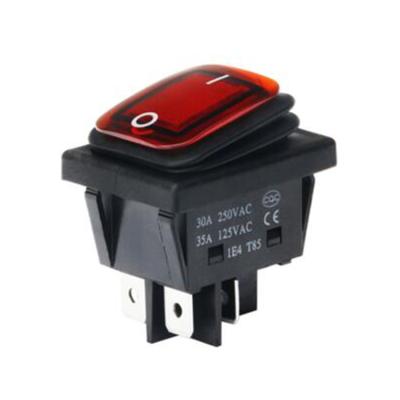 China On-Off On-Off On Boat KCD4 4 Pin 2 Switch 30A Waterproof High Current Distorted Panel Power Switch Red With Light Green Six-pin for sale