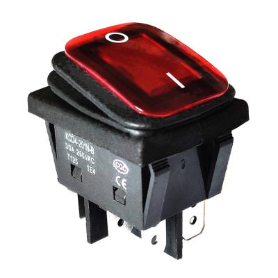 China On-Off On-Off On On Off 30A/250V 6 Pin Heavy Duty DPST IP67 Sealed T125 Waterproof Auto Boat Marine Toggle Rocker Switch With LED 12V 220V 30x22 for sale