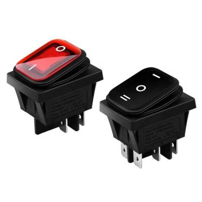 China On Off On Off On 4 Pins 220V 16A 25A 30A Red Led Light On Switches Heavy Duty Rocker Switch for sale