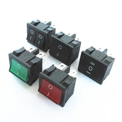 China KCD5 4/6 Foot COCKPIT SWITCH black on-off on-off/on-off on-off /with red or green light, dual power switch for sale