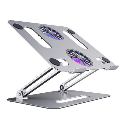 China (Size) New IKATAK Adjustable Adjustable Aluminum Folding Laptop Stand with Fan for sale