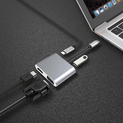 China 4 in 1 USB C Adapter New Hot 4K HD USB VGA PD Aluminum USB C 4 in 1 USB C Adapter for sale