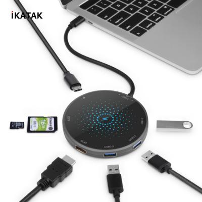 China 7 in 1 USB C Hub New Product 8 in 1 Multiple Docking Station 4K HD USB3.0 PD Charging Wireless USB Hub for sale