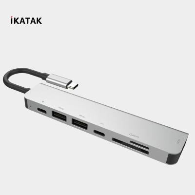 China USB C HD Hub IKATAK 7 in 1 USB-C PD 60W Dual USB 4K HD Hub High Speed ​​Type for sale