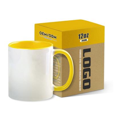 China Viable Wholesale Custom Colored Blank Ceramic Mug 350ML Handle Sublimation Mug And Inner Color Coffee Tumbler With Printing Logo for sale