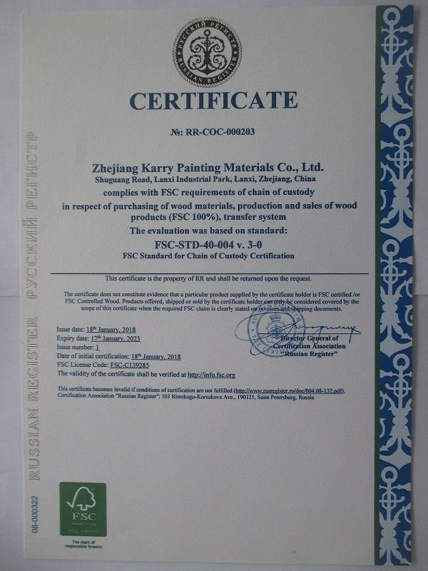 FSC - Zhejiang Karry Painting Materials Co., Ltd.