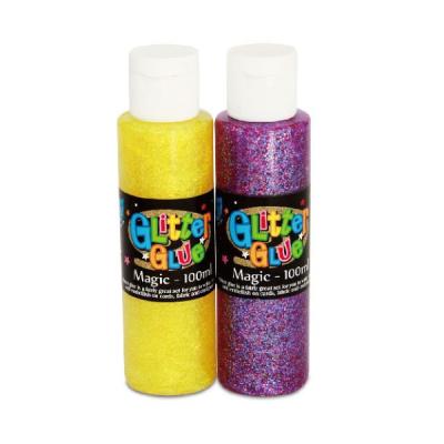 China Safe For Child 2 Pcs 100ml High Quality Washable Kids DIY Glitter Magic Glue For Decoration for sale