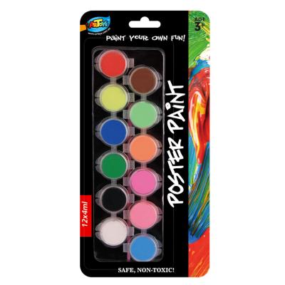 China Art Painting 12*4ml Non-Toxic Poster Paint Set With Brush for sale