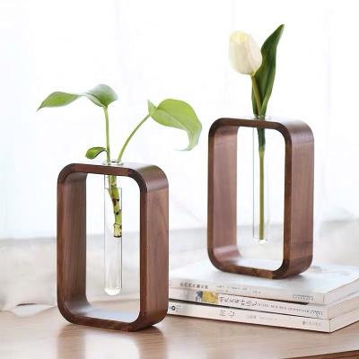 China Luxury Garden Crystal Vase Ornaments - wooden bottom straight glass creative household decoration crystal eco-friendly purchasing vase for sale