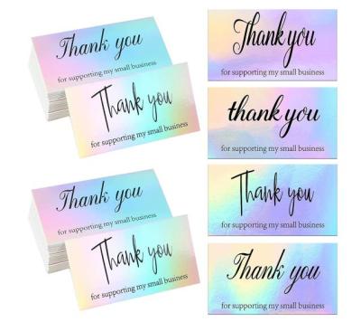 China Customized Hologram Note Cards Bottle Used Seed Stock Paper Thank You For Supporting My Small Business Card for sale