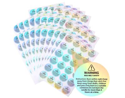 China 1. 5 Inch Wax Circular Warning Melt Label Container Jar Sticker Waterproof Laser Waterproof Sticker for sale