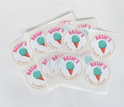 China China Supplier Waterproof Adhesive Label Private Custom Ice Cream Food Labels Die Cut Flat Sheet Stickers for sale