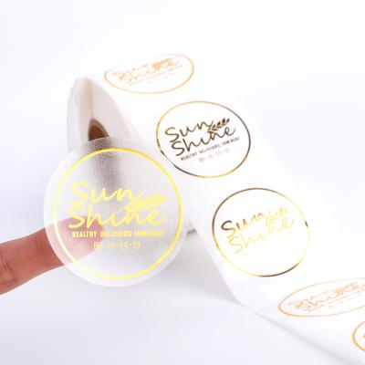 China Waterproof Custom Printing Round Circle Labels Vinyl Rose Gold Foil Stamping Self Glossy Transparent Clear Adhesive Labels Sticker for sale