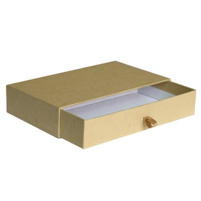 China Recycled Materials Custom Logo Kraft Paper Drawer Cardboard Shoe/Wholesale Clothing/T-shirt Packaging Gift Box With Ribbon for sale