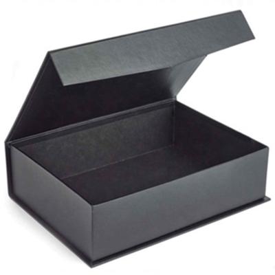 China Recycled Materials Wholesale Custom Logo Black Recycled Cardboard Wine Bottle Packaging Magnetic Closure Black Foldable Paper Gift Boxes for sale