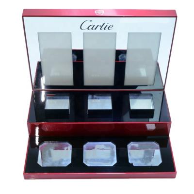 China Factory Wholesale Free Customized Elegant Acrylic Cosmetic Display Stand With Mirror for sale