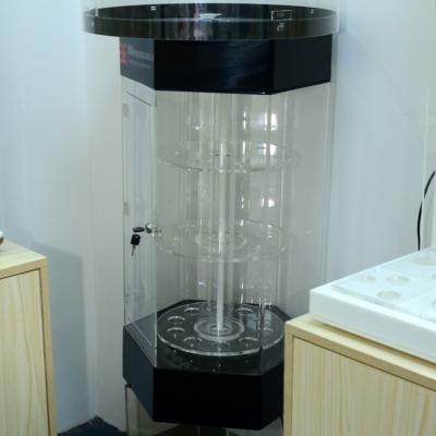 China Morden Manufacturer Sales Custom Made LED Acrylic Storage Organizer Rack Rotating Display Cabinet for sale