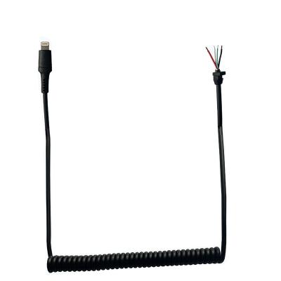 China Original Mobile Phone PU Coating Black Elastic Coil Spring Spiral Cable C48 Chip Light Flexible Ling Cable To Open Spring Cable for sale