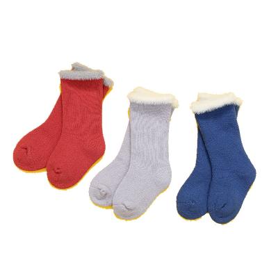 China Ribbled Antibacterial Running Solid Color Knit Quality Soft Kids Stocking Winter Socks With Terry Baby Kids Tights Socks for sale