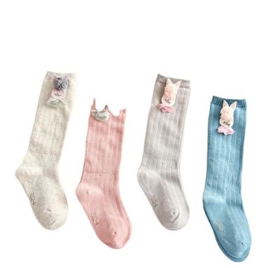 China Custom Logo Children Long Socks Autumn Cotton Winter Girls Breathable Knee High Elastic Comfort Socks for sale